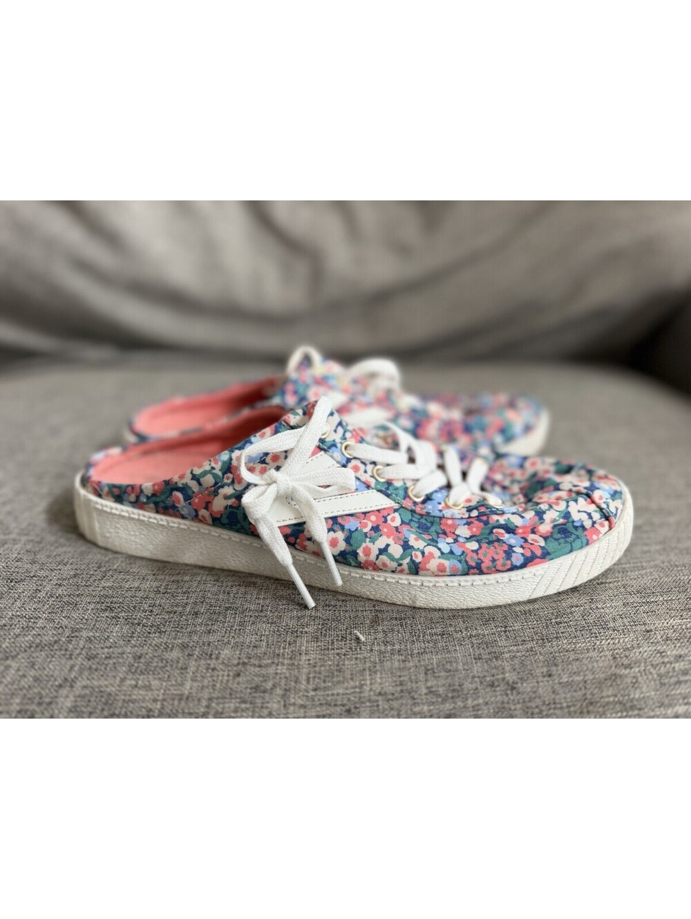Tretorn Easy Nylite Floral Sneaker Mules Canvas Slip On Shoes Size 10 - Picture 3 of 11
